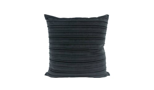 Pleated Velvet Cushion - Black (Main)