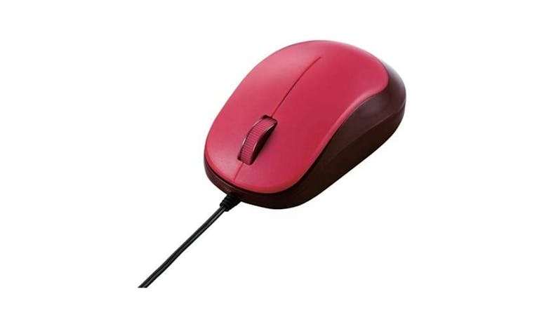 Elecom M-Y8UB 3-button Blue LED wired mouse – Red (Side View)