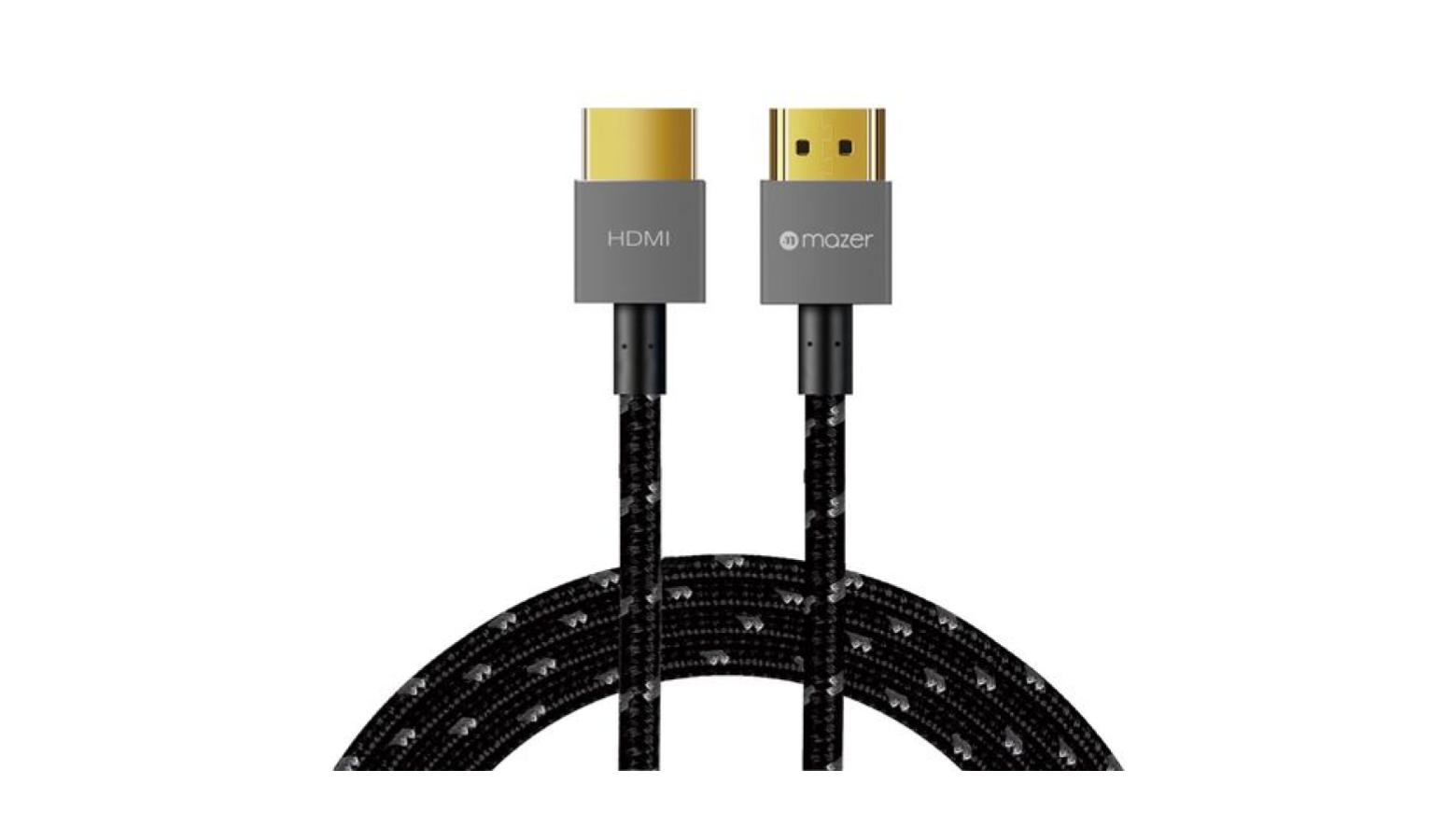 Mazer Hdmi 4K Ultra Thin 3M UT300 Nylon Cable Black Harvey Norman