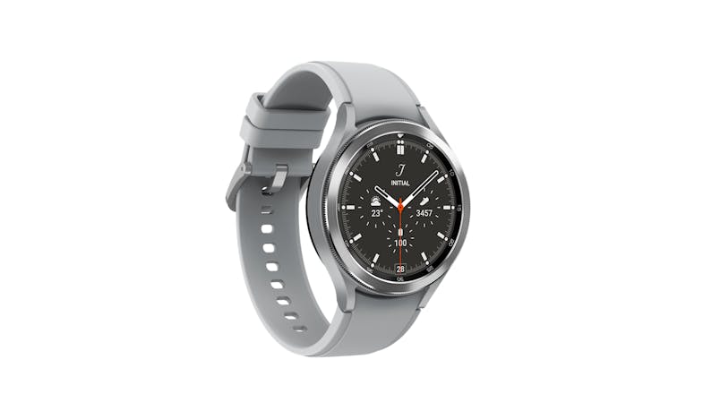 Samsung Galaxy Watch4 Bluetooth 46mm Smart Watch – Stainless Steel Silver (Side View)