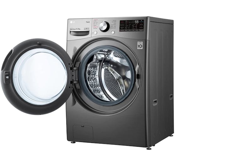 LG AI Direct Drive™ F2515RTGV 15kg/8kg Front Load Washer Dryer Combo - Stone Silver (Side View)