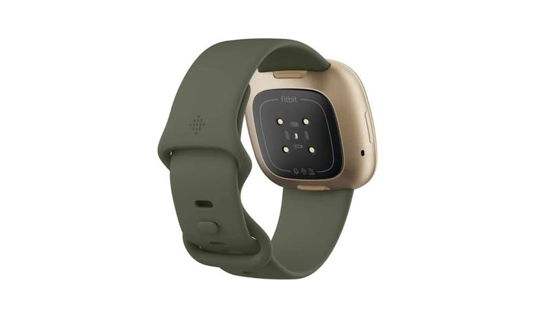 Fitbit FB5511GLOL Versa 3 Smart Watch - Gold/Olive (Back View)