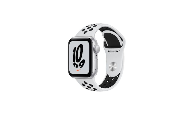 Apple Nike SE GPS + Cellular, 44mm Silver Aluminium Case with Pure Platinum/Black Nike Sport Band (Main)