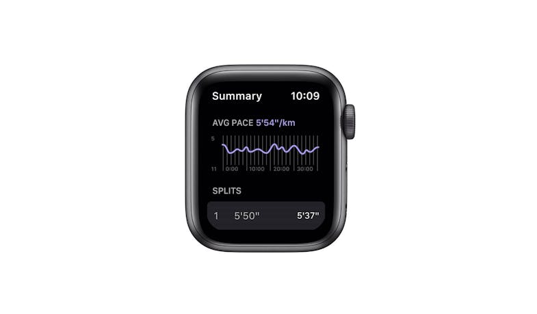 Apple Nike SE GPS, 40mm Space Grey Aluminium Case with Anthracite /Black Nike Sport Band (Front View)