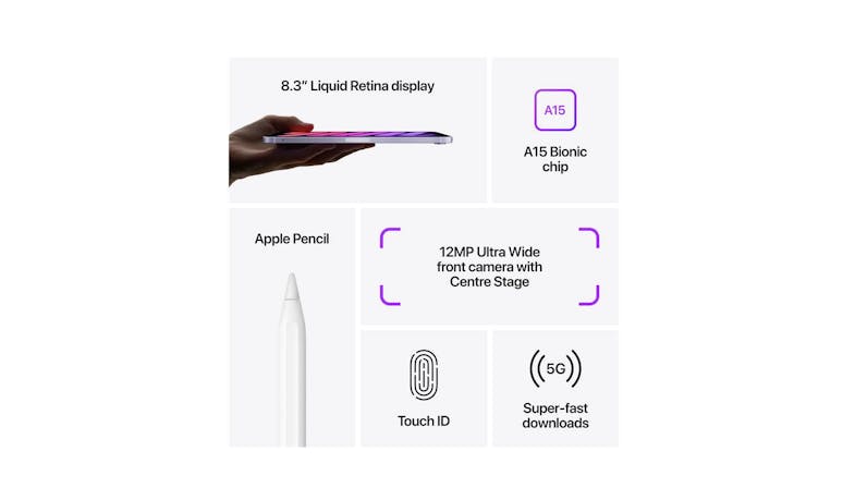 Apple iPad Mini 6 Wi-Fi + Cellular 256GB - Purple (MK8K3ZP/A) 5