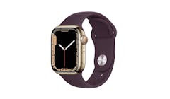 Apple Watch Series 7 41mm Gold Stainless Steel Case with Dark Cherry Sport Band - GPS + Cellular (Main)