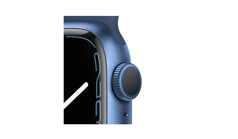 Apple Watch Series 7 41mm Blue Aluminium Case with Abyss Blue Sport Band - GPS (Angle View)