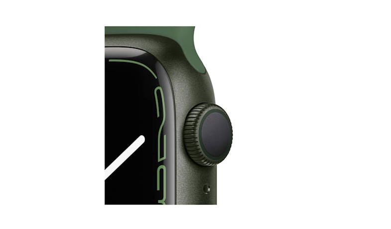 Apple Watch Series 7 41mm Green Aluminium Case with Clover Sport Band - GPS (Angle View)