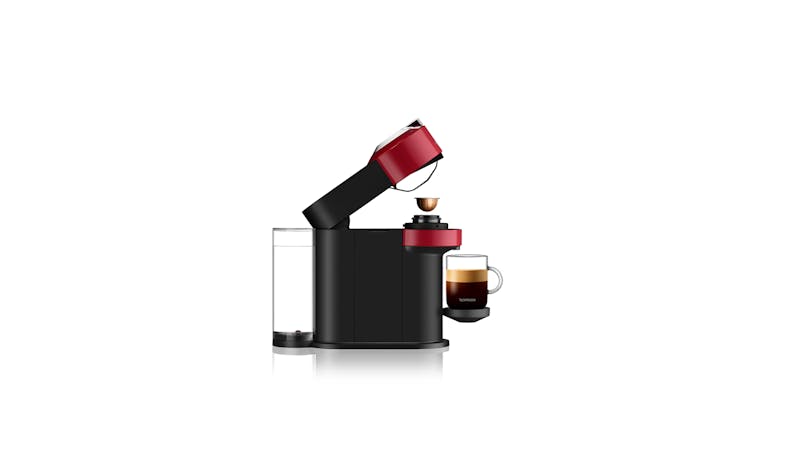 Nespresso Vertuo Next Coffee Machine Cherry Red & Aeroccino Bundle (Side View)
