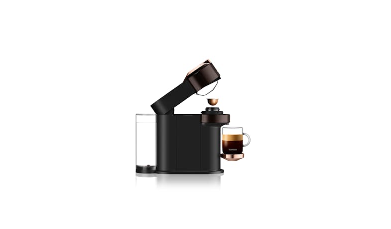 Nespresso Vertuo Next Coffee Machine Rich Brown & Aeroccino Bundle - Side View