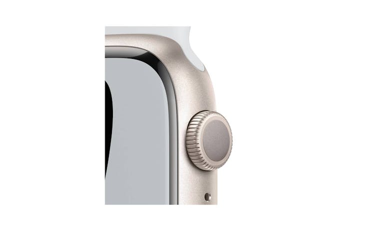 Apple Watch Nike Series 7 41mm Starlight Aluminium Case with Pure Platinum/Black Nike Sport Band - GPS + Cellular (Angle View)