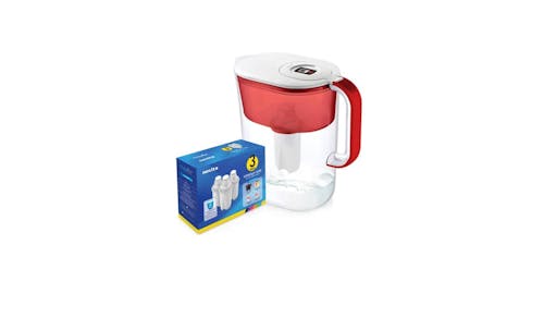 Novita NP120 Water Pitcher + HydroPlus & Filter Pack Bundle - Red