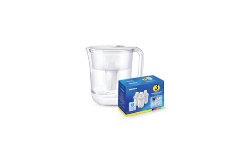 Novita NP120 Water Pitcher + HydroPlus & Filter Pack Bundle - White
