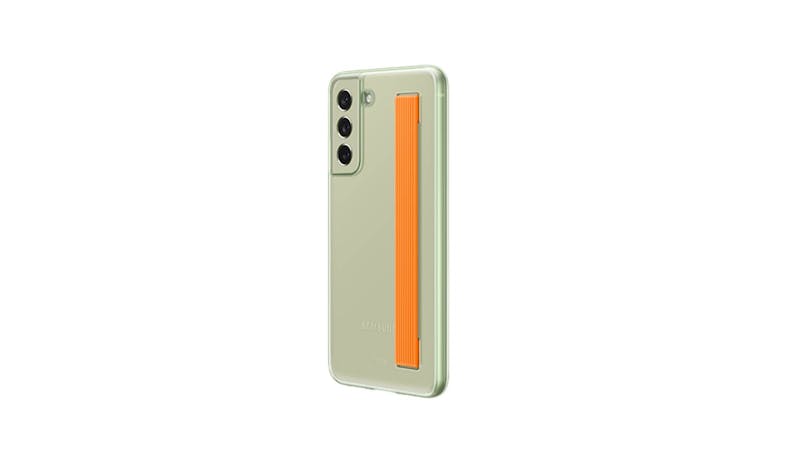 Samsung Galaxy S21 FE 5G Slim Strap Cover – Olive (EF-XG990CMEGWW) - Back Side View
