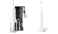 Philips Cordless Power Flosser 3000 Oral Irrigator + Philips 1100 Series Sonic Electric Toothbrush