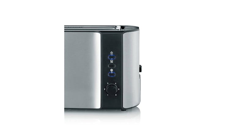 Severin AT 2590 Automatic Long Slot Bread Toaster with Bun Warmer (side view)