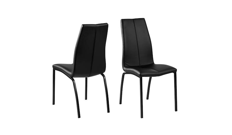 Urban Asama Pu Leather Dining Chair - Black (Side View)