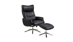 Urban Westfield Half Leather Push Back Resting Chair with Footstool (IMG 1)