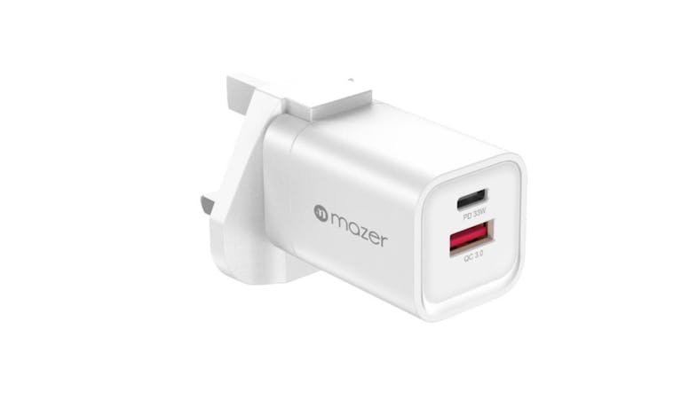 Mazer Wall Charger 1 USB-C & 1 USB-A - White (GAN2-T33WWH)