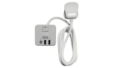 Soundteoh 3 Way Power Cube with USB-A + USB-C (2m) - Light Grey
