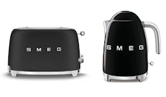 Smeg 50's Style 2 Slice Toaster - Black (TSF01BLMUK) + Smeg 50's Style Kettle - Black (KLF03BLMU)