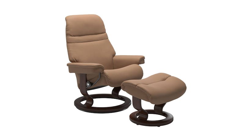 Sunrise Recliner Batick Leather with Classic Base and Foot Stool