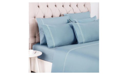 Canopy Elegant Fitted Sheet Set Queen -Sky