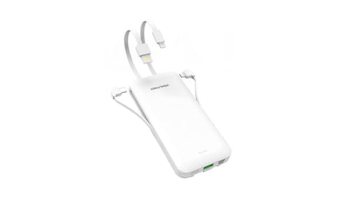 N.Brandz Slim Power 10000mAh with Built-in Cables - White (IMG 1)