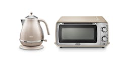 Delonghi 1.7L Icona Metallics Kettle (KBOT2001.BG)  + 9L Electric Toaster Oven (EOI406.BG) - Beige