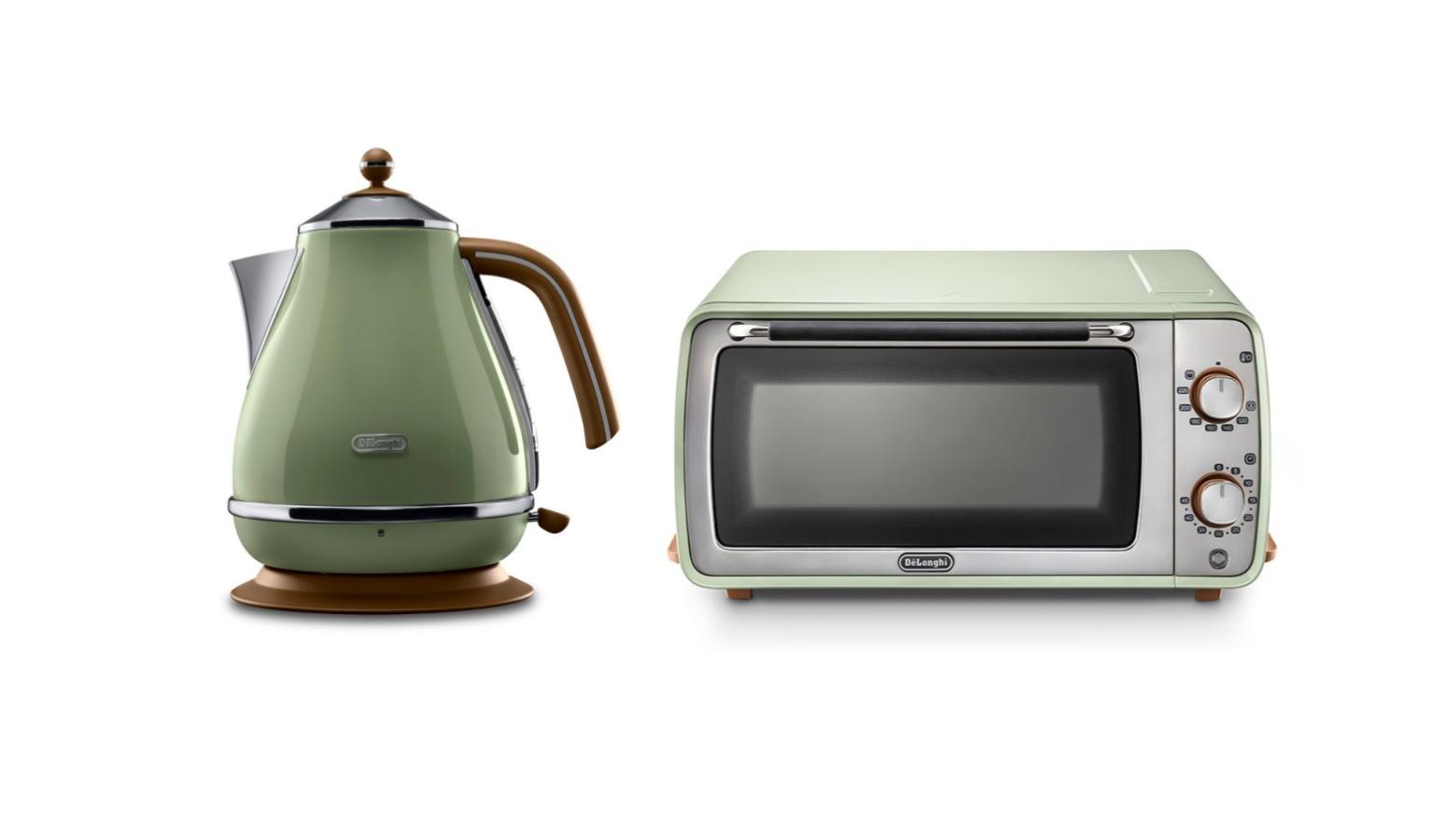 green electric kettle and toaster