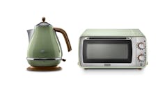 Delonghi 1.7L Icona Metallics Kettle (KBOT2001.GR)  + 9L Electric Oven Toaster (EOI406.GR) - Green