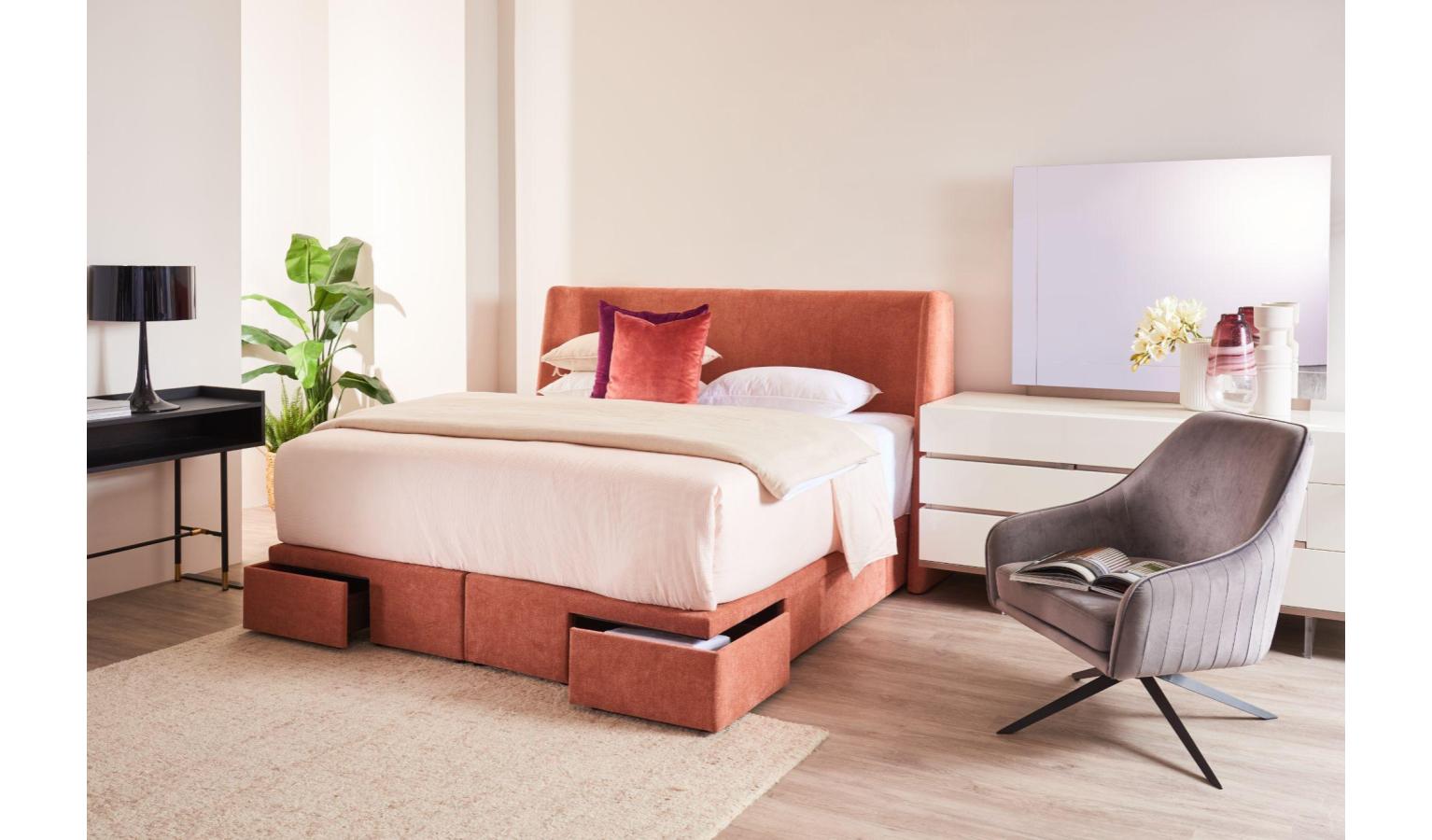 Piper Bed Frame with Two Side Drawer - King Size