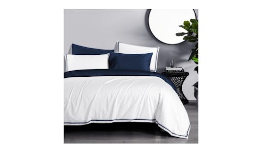 Canopy Earl Bed Sheet - White/Navy (Super Single Size Set)