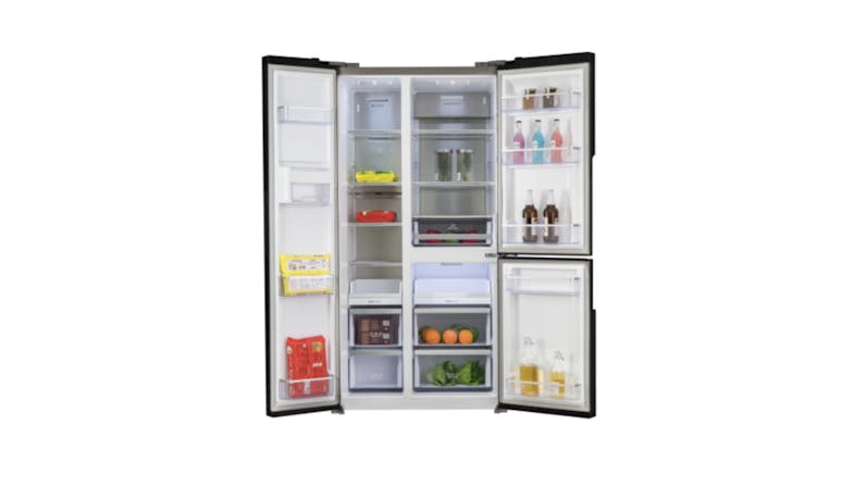 Europace 639L Premium 3 Door Side by Side Refrigerator- Glass Black (ER9552W-GB)