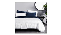 Canopy Earl Fitted Sheet - White/Navy (Queen Size Set)
