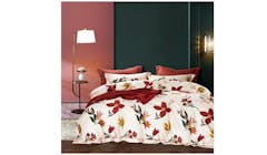 KIFF Carnation II Bed Sheet - Red and White (King Size Set)