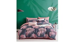 KIFF Carnation II Bed Sheet - Blue and Pink (King Size Set)