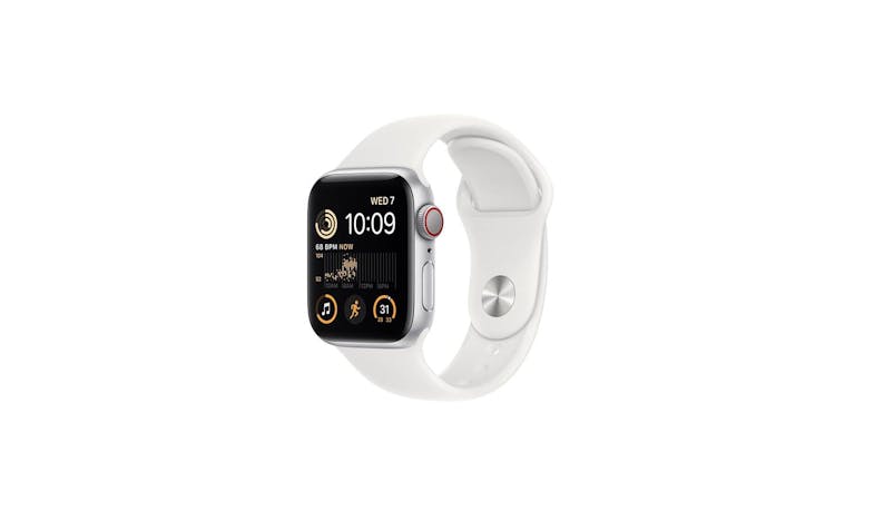 Apple Watch SE GPS + Cellular 40mm Silver Aluminium Case with White Sport Band - Main