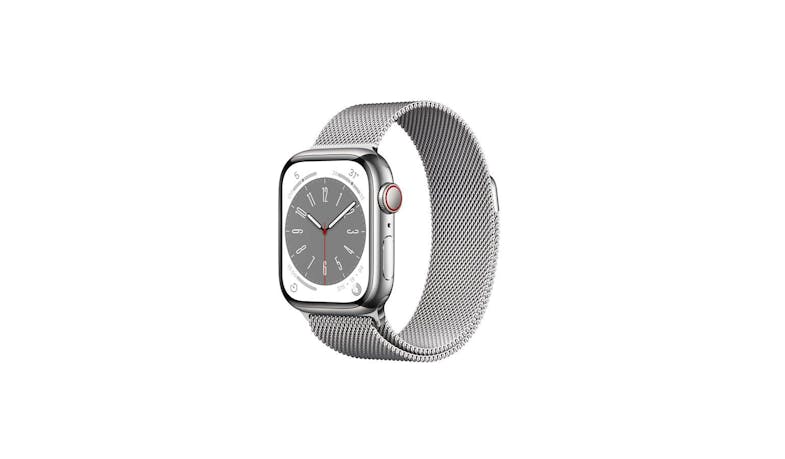 Apple Watch Series 8 GPS + Cellular 41mm Silver Stainless Steel Case with Silver Milanese Loop - Main