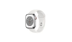 Apple Watch Series 8 GPS + Cellular 41mm Silver Stainless Steel Case with White Sport Band - Main