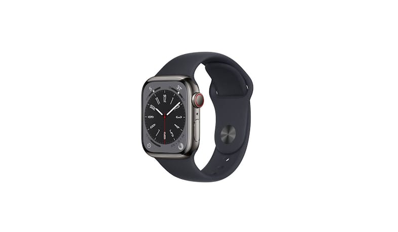 Apple Watch Series 8 GPS + Cellular 45mm Graphite Stainless Steel Case with Midnight Sport Band - Main