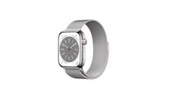 Apple Watch Series 8 GPS + Cellular 45mm Silver Stainless Steel Case with Silver Milanese Loop - Main