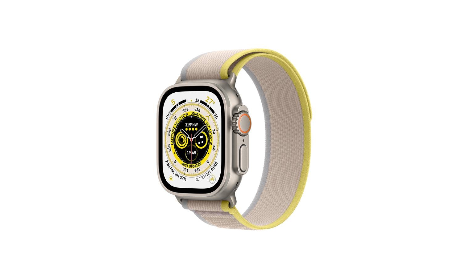 Apple Watch Ultra GPS Cellular 49mm Titanium Case with Yellow/Beige Trail  Loop S/M (MNHK3ZP/A) Harvey Norman Singapore