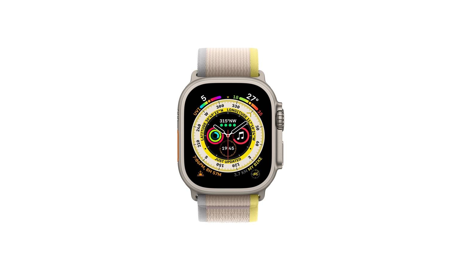 Apple Watch Ultra GPS Cellular 49mm Titanium Case with Yellow/Beige Trail  Loop S/M (MNHK3ZP/A) Harvey Norman Singapore