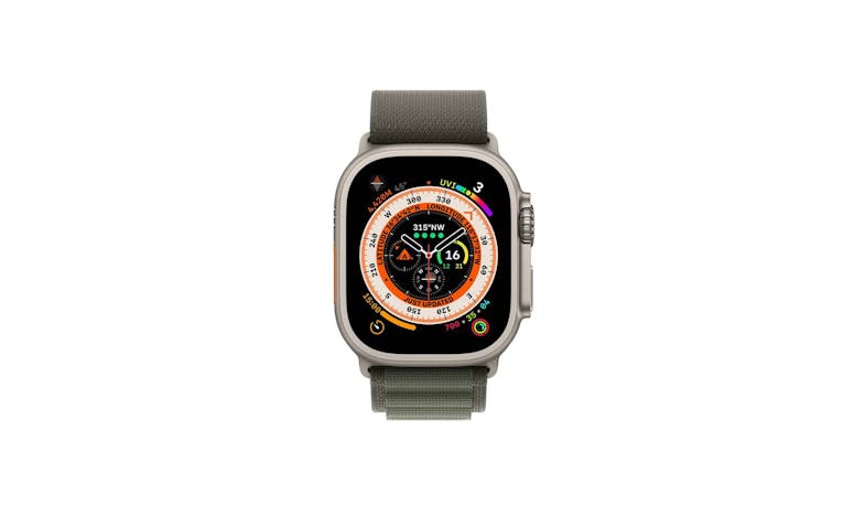 Apple Watch Ultra GPS + Cellular 49mm Titanium Case with Green Alpine Loop - Large (Main