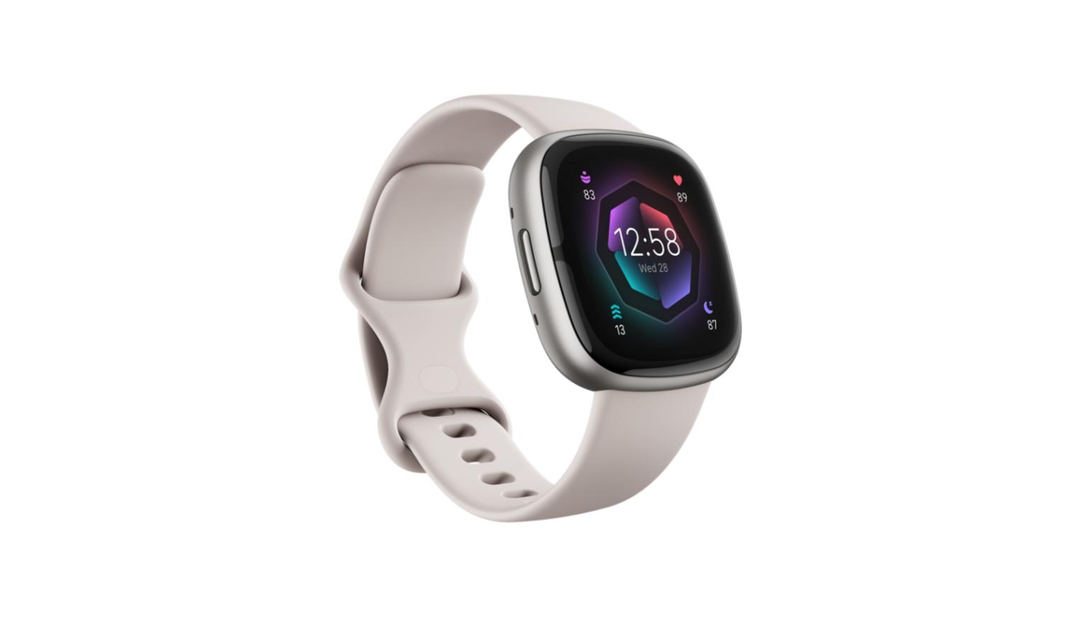 Fitbit Sense 2 Smartwatch - Lunar White / Platinum Aluminium 