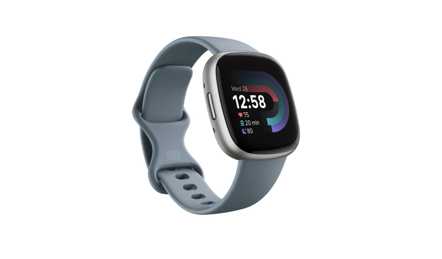 Fitbit Versa 4 Fitness Smartwatch - Waterfall Blue/Platinum Aluminum 