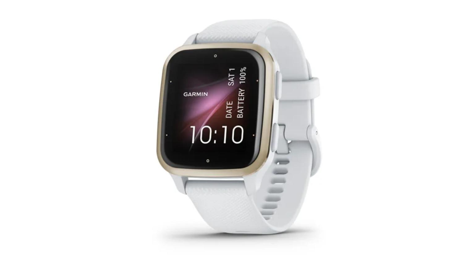 Garmin Venu SQ 2 Smartwatch - Cream Gold Aluminum Bezel with White Case and  Silicone Band 02701-81