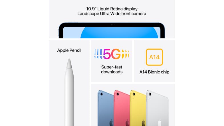 Apple iPad 10.9-inch 64GB Wi-Fi + Cellular - Silver (MQ6J3ZP/A)