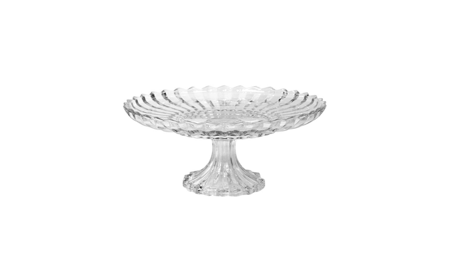 Farthing Cut Glass Ribbed Pedestal Plate Leftpt